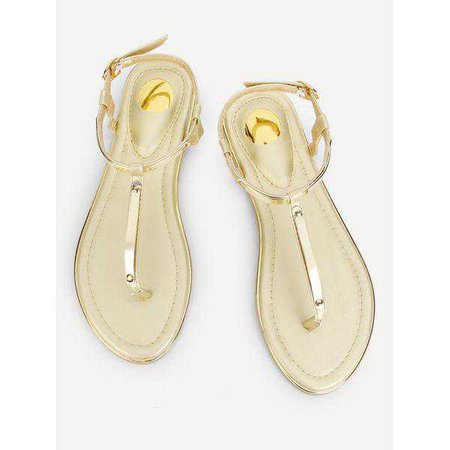 Sandals | Shop Women's Gold Metallic Toe Post Flat Sandals at Fashiontage | 5ae7f638-0-color-gold-size-eur35