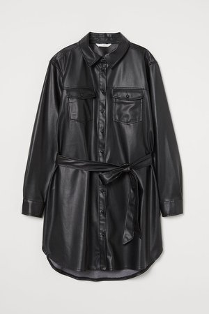 MAMA Faux Leather Shirt - Black