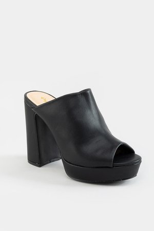 Qupid Peep Toe Mule Platform Sandal| francesca's