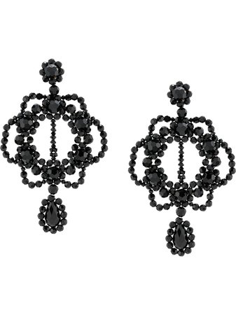 Simone Rocha Oversized Crystal-Drop Earrings ERG1990903CRYSTAL Black | Farfetch
