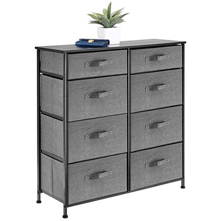 Amazon.com: mDesign Vertical Furniture Storage Tower - Sturdy Steel Frame, Easy Pull Fabric Bins - Organizer Unit for Bedroom, Hallway, Entryway, Closets - Clear Front Windows - 8 Drawers - Gray: Home & Kitchen