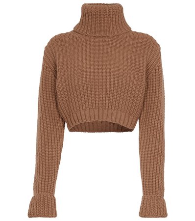 FENDI - Wool and cashmere cropped turtleneck sweater | Mytheresa