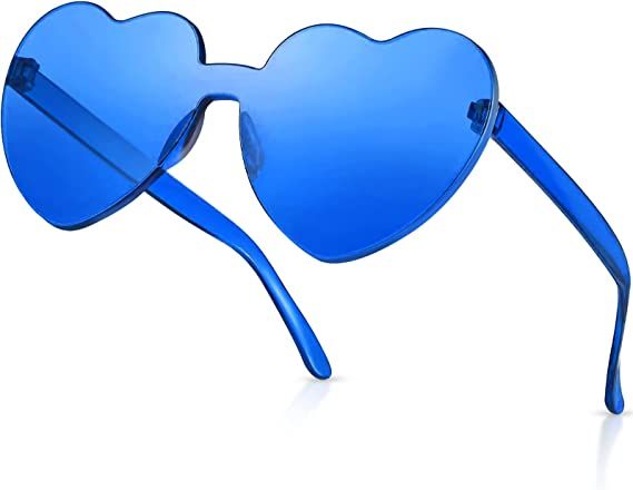 Amazon.com: RTBOFY Dark Blue Heart Sunglasses for Fashion Party Queen Style, Rimless Heart Shaped Sunglasses for Women Party Favor : Clothing, Shoes & Jewelry