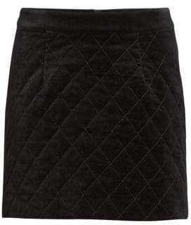 Women's Quilted Velvet Mini Skirt - Noir - Size 8