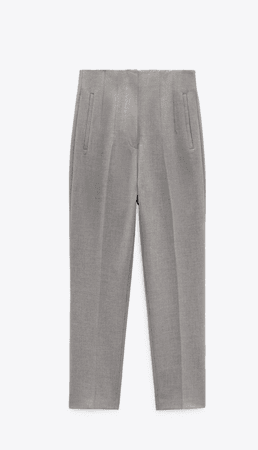 High-Waist Trousers: Grey
