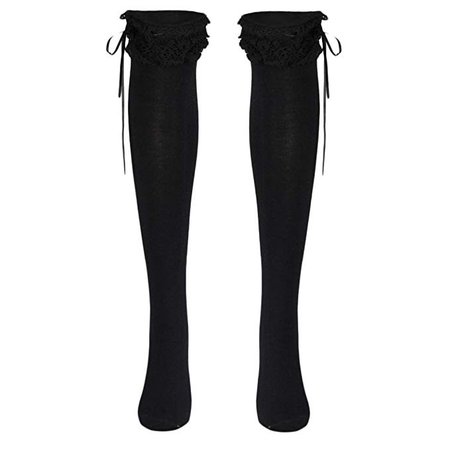 Voberry Womens Girls Lace Top Thigh High Socks Over Knee Leg Warmer Leggings (Black) at Amazon Women’s Clothing store: