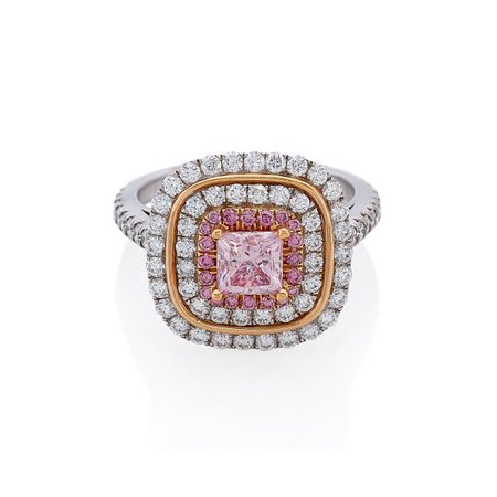 18ct Rose & White Gold White & Pink Diamond Ring | Cerrone