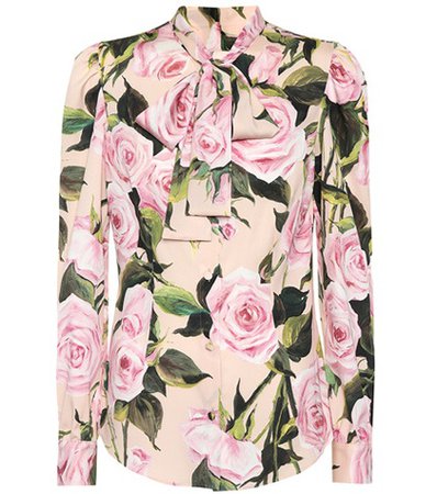 Floral stretch silk blouse