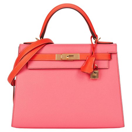 HERMÈS Rose Azalea and Rose Jaipur Leather HSS Special Order Kelly 28cm Sellier For Sale at 1stDibs