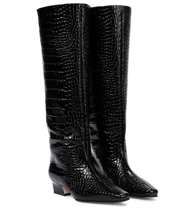 Paris Texas - Croc-effect patent-leather knee-high boots | Mytheresa