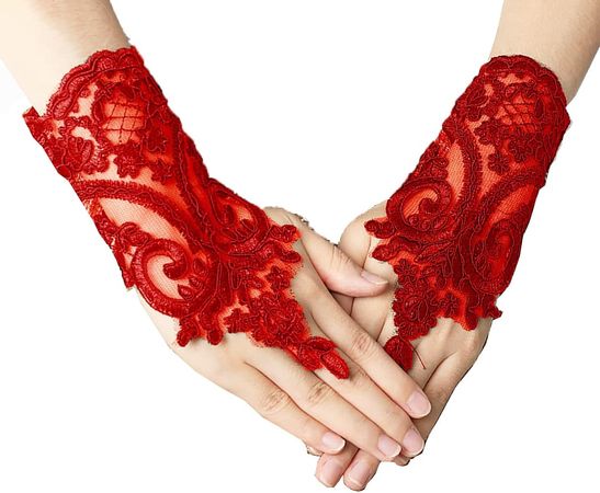 Amazon.com: JINYISI Women's Short Lace Embroidered Fingerless Gloves Sun Protection Fingerless Bridal Wrist Gloves Opera Wedding : Clothing, Shoes & Jewelry