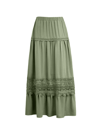 Emmiol Boho Paneled Lace Maxi Skirt