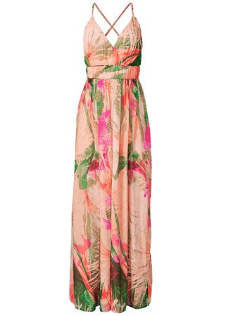 Tropical Print Gown in Pink Multi | VENUS
