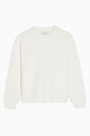 Ivory Plain Knitted Sweatshirt | Topshop