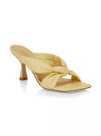 Shop Stuart Weitzman Playa Raffia Knotted Sandals | Saks Fifth Avenue