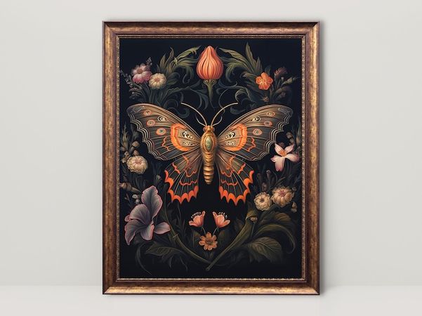 Atlas Moth | Dark Floral Gothic Cottagecore Art