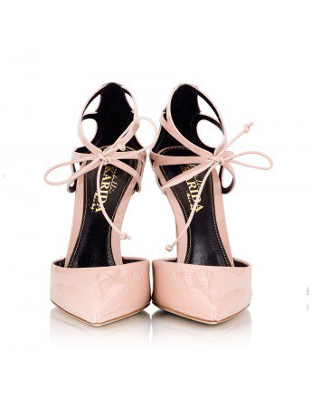 Fratelli Karida Nude patent leather cut-out lace-up stiletto pumps | Fratelli Karida Shoes
