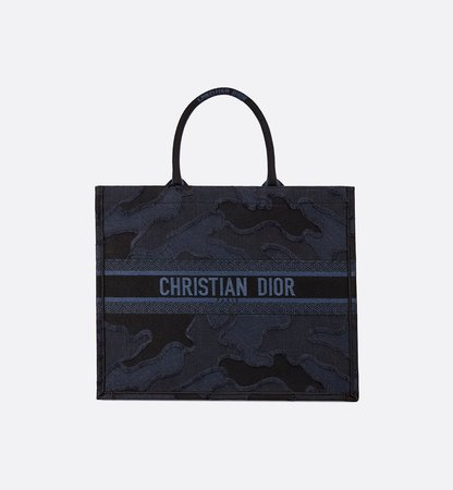Dior Book Tote Blue Camouflage Embroidery - Bags - Women's Fashion | DIOR