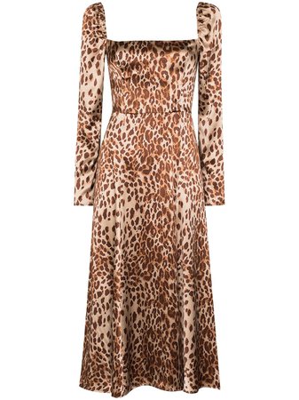 Shop brown Reformation Maryanne leopard-print midi dress with Express Delivery - Farfetch