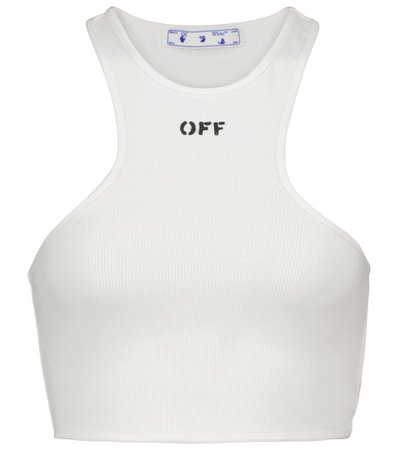 OFF-WHITE Logo stretch-cotton cropped tank top