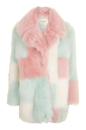 pink blue fur coat