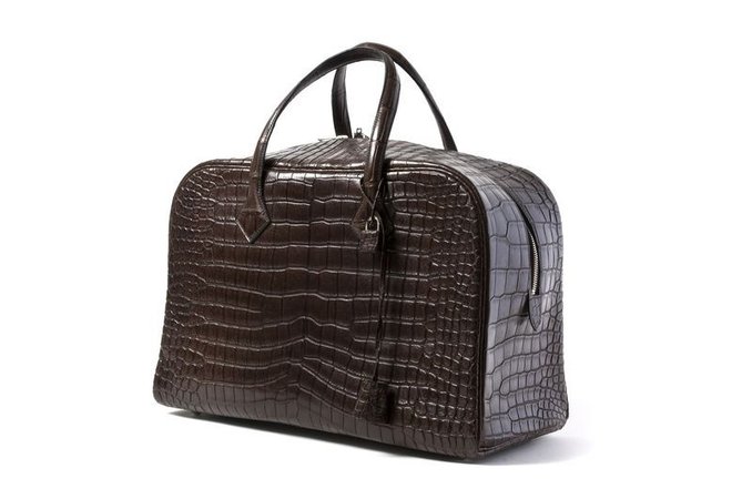 HERMES, Victoria Chocolate Crocodile Leather Bag