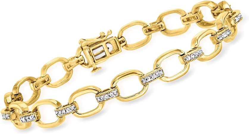 Amazon.com: Ross-Simons 0.50 ct. t.w. Diamond Paper Clip Link Bracelet in 18kt Gold Over Sterling. 8 inches: Clothing, Shoes & Jewelry