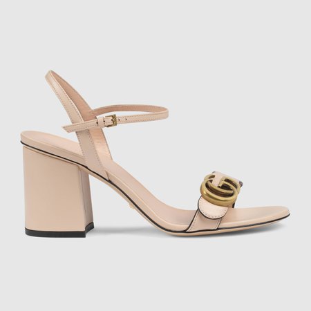 Neutral Women's mid-heel sandal with Double G | GUCCI® US