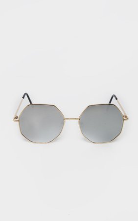 Silver Revo Octagon Oversized Sunglasses   | PrettyLittleThing
