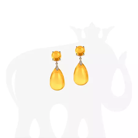 Citrine Drop Cabochon Earrings with Diamonds – Goshwara