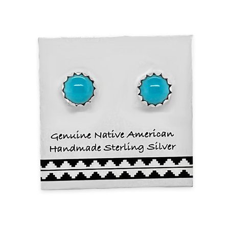 4mm Genuine Sleeping Beauty Turquoise Stud Earrings in 925 | Etsy