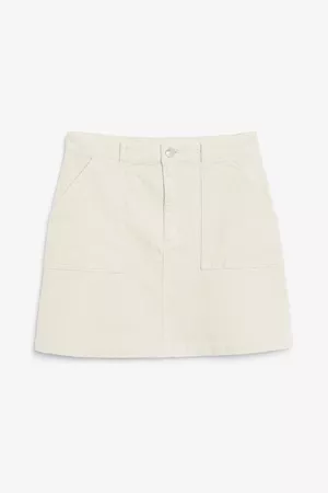 A-line cord mini skirt - Barely beige - Skirts - Monki BE
