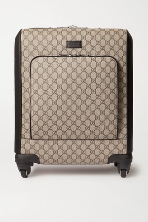 GUCCI Grand Tourismo leather-trimmed printed coated-canvas suitcase