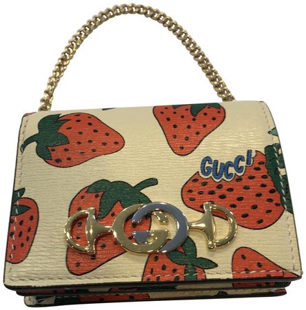 Gucci Leather With with Strawberry Print Wristlet - Tradesy