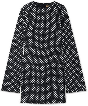 Polka-dot Silk-crepe Mini Dress - Black
