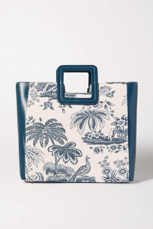 Shirley Leather And Printed Cotton-canvas Tote - Blue