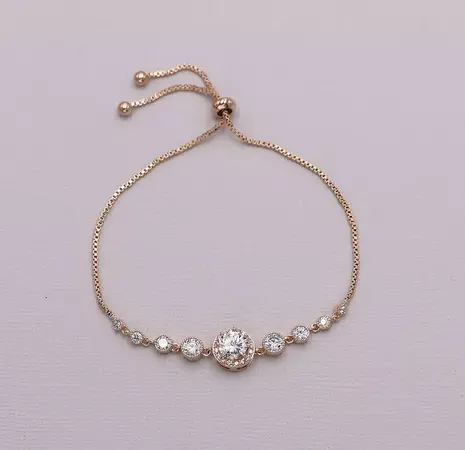 Rose Gold Bridal Bracelet Adjustable Wedding Bracelet Bar - Etsy
