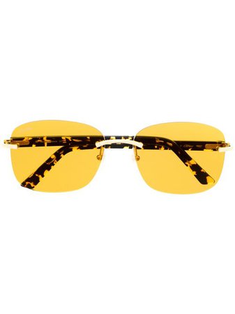 Shop Cartier Eyewear C Décor rimless rectangular-frame sunglasses with Express Delivery - FARFETCH