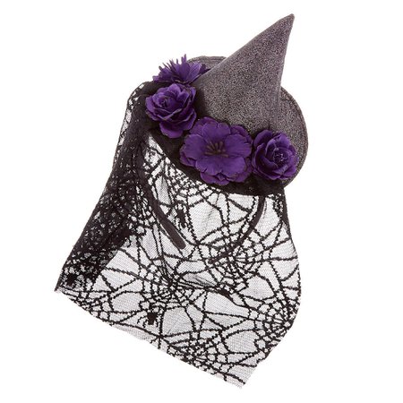 Veil Witch Hat Headband - Black