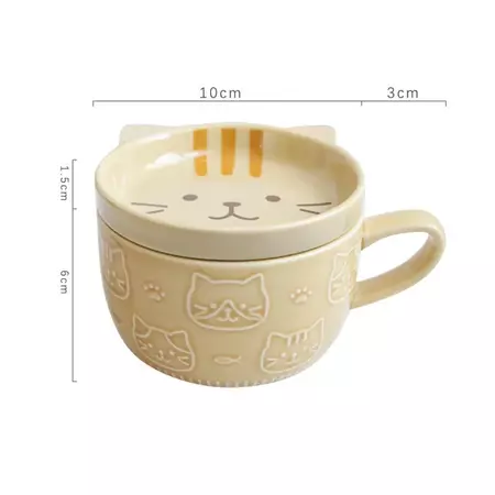 Japanese Cartoon Cat Coffee Mug With Cat Pattern Lid Small Dish Cute Breakfast Cup Creative Coffee Cup Milk Cup Gift For Girl - AliExpress