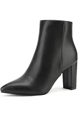 Amazon.com | IDIFU Women's Ada Fashion Square Toe Ankle Boots Low Block Heel Short Boots Side Zipper Booties Shoes- Half Size Larger (Black Pu, 8.5 M US) | Ankle & Bootie