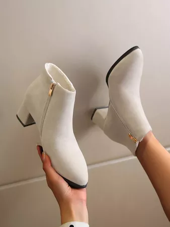 Suedette Minimalist Side Zip Classic Boots | SHEIN USA