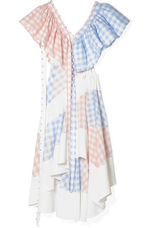 Loewe | Convertible cutout twill and gingham poplin dress | NET-A-PORTER.COM