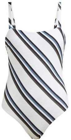 Asceno - Striped Swimsuit - Womens - White Stripe
