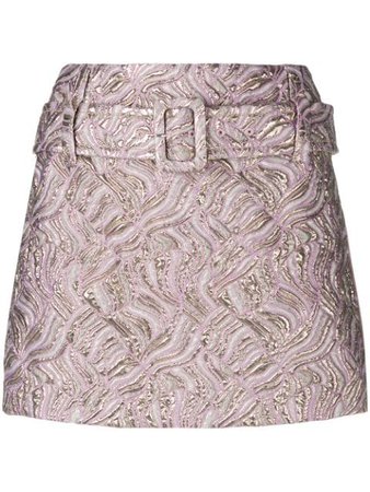Prada Belted Jacquard Mini Skirt - Farfetch