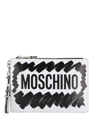 Moschino logo brushstroke clutch bag SS19 - Farfetch Australia