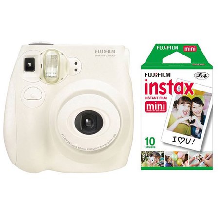 Fujifilm Instax Mini 7S Instant Camera (with 10-pack film) - White - Walmart.com - Walmart.com