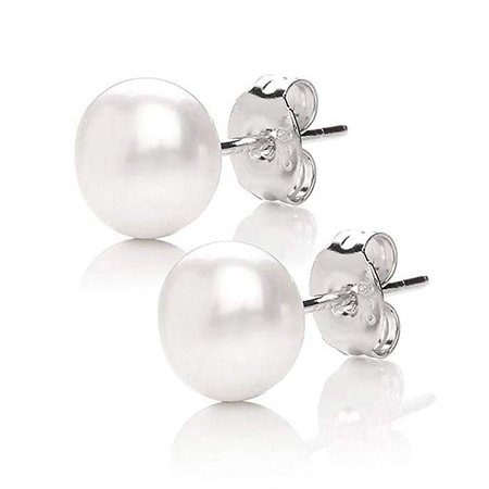 Amazon.com: MABELLA 925 Sterling Silver AAA Genuine Freshwater Cultured Pearl White Button Stud Earrings for Women: Gateway
