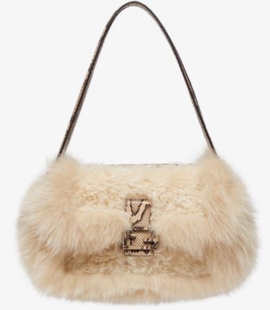 Fendi - Beige sheepskin and fox fur bag $6,000.00