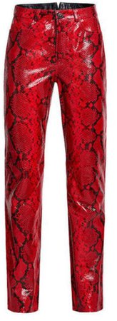 ssense red snake print pants (2016)